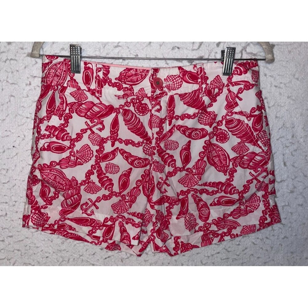 Lilly Pulitzer Callahan Shorts Pink White Size 2 Fallin in Love Seashells Beach
